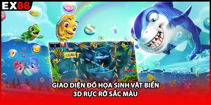 Giao diện đồ họa sinh vật biển 3D rực rỡ sắc màu 