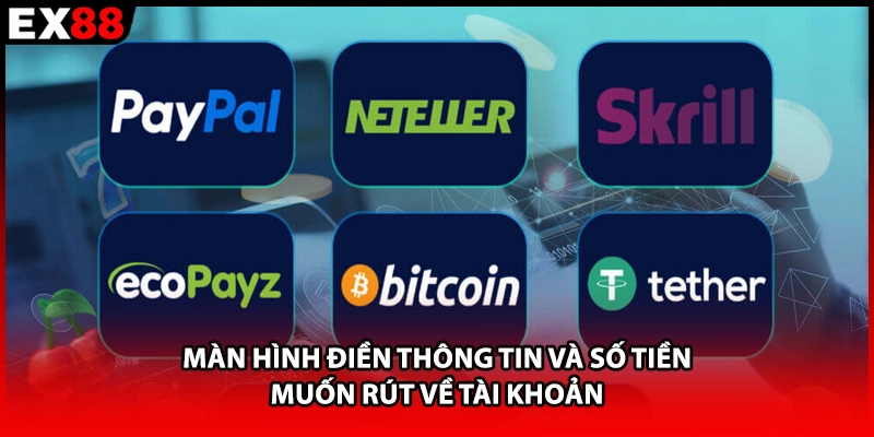 Màn hình điền thông tin và số tiền muốn rút về tài khoản 